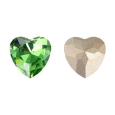Peridot Heart Shape High Quality Glass Pointed Back Fancy Rhinestones WholesaleRhinestone